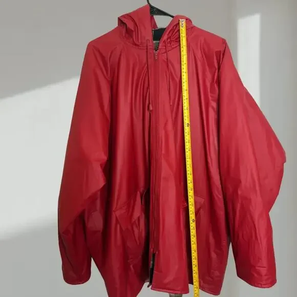 Misty Harbor Original Hooded Rain Jacket with Plaid Lining – Red (Unisex 2XL)